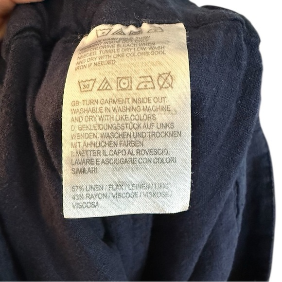 Naturals d&co. Navy Linen Blend Drawstring Pants - Picture 7 of 8